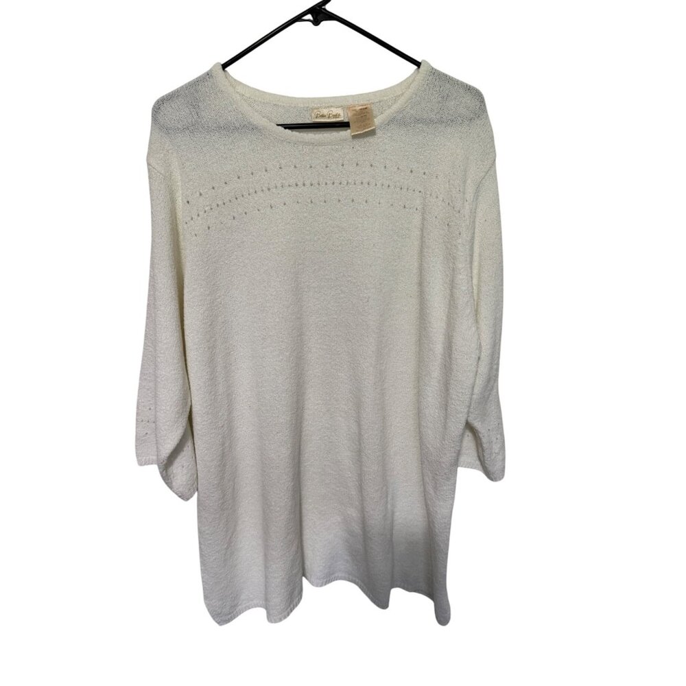 Bobbie Brooks Sweater White With Hole Pattern Tunic Womans 22W
